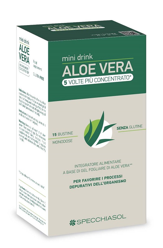 ALOE VERA MINI DRINK 5 VOLTE PIU' CONCENTRATO 15 BUSTINE DA 10 ML - Farmacianumberone.it