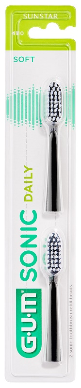 GUM SONIC DAILY SPAZZOLINO BATTERIA REFILL BLACK 2 PEZZI - Farmacianumberone.it