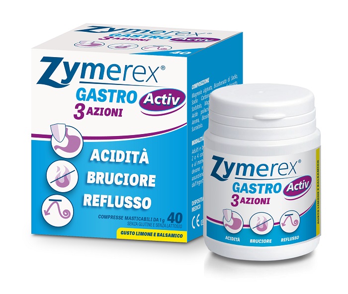 ZYMEREX GASTRO ACTIV 3 AZIONI 40 COMPRESSE MASTICABILI - Farmacianumberone.it