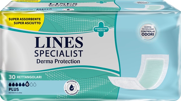 PANNOLONE PER INCONTINENZA LINES SPECIALIST DERMA RETTANGOLARE 30 PEZZI - Farmacianumberone.it