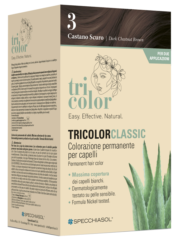TRICOLOR CLASSIC 3 CASTANO SCURO 2 TUBI 50 ML + 2 SHAKER 50 ML + 4 BUSTINE 8 ML - Farmacianumberone.it