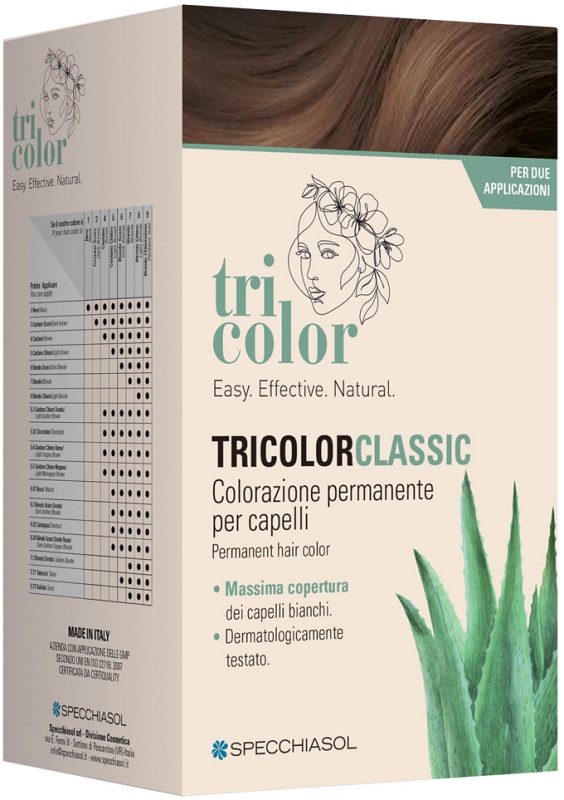 TRICOLOR CLASSIC 4 CASTANO 2 TUBI 50 ML + 2 SHAKER 50 ML + 4 BUSTINE 8 ML - Farmacianumberone.it