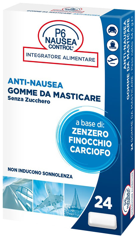P6 NAUSEA CONTROL 24 GOMME DA MASTICARE SENZA ZUCCHERO - Farmacianumberone.it