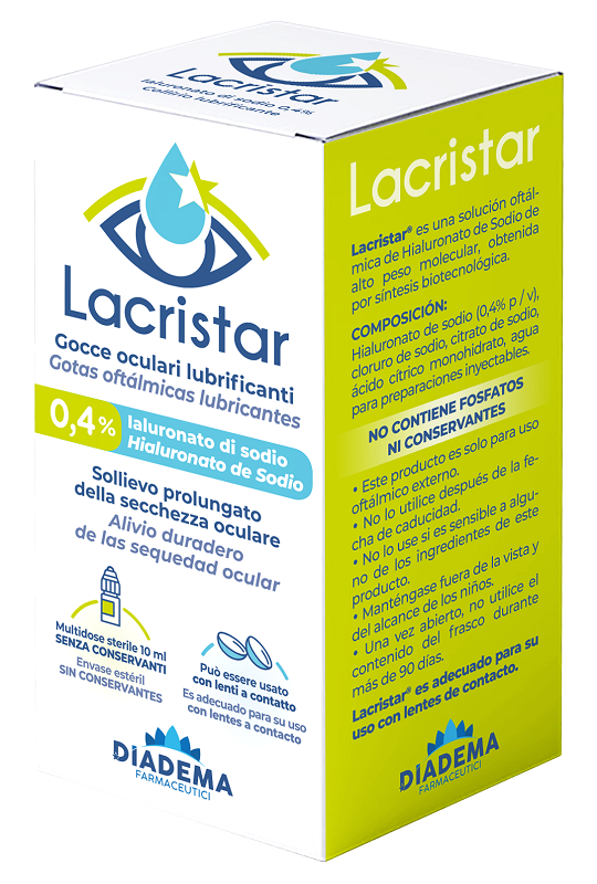 LACRISTAR GOCCE OCULARI LUBRIFICANTI 0,4% IALURONATO DI SODIO MULTIDOSE 10 ML - Farmacianumberone.it