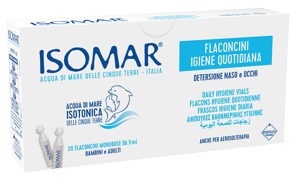 ISOMAR SOLUZIONE ISOTONICA ACQUA MARE IGIENE QUOTIDIANA 20 FLACONCINI MONODOSE 5 ML - Farmacianumberone.it
