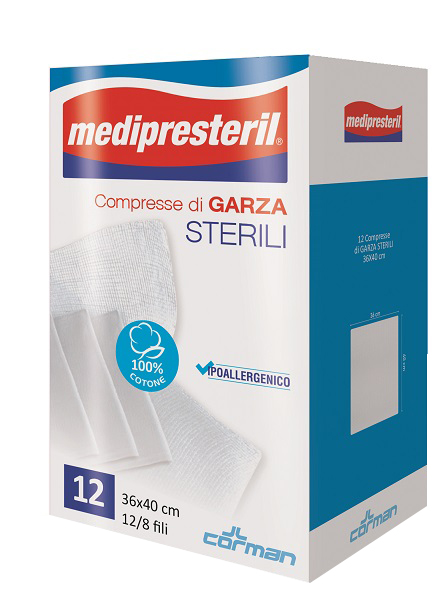 GARZA COMPRESSA MEDIPRESTERIL 12/8 FU 36X40CM 12 PEZZI - Farmacianumberone.it