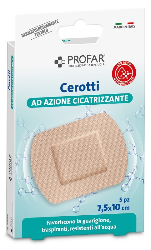 CEROTTO ACIDO IALURONICO AZIONE CICATRIZZANTE PROFAR 7,5X10 CM 5 PEZZI - Farmacianumberone.it