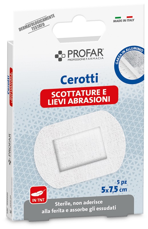 CEROTTI PROFAR SCOTTATURE E LIEVI ABRASIONI IN TNT 5X7,5CM 5 PEZZI - Farmacianumberone.it
