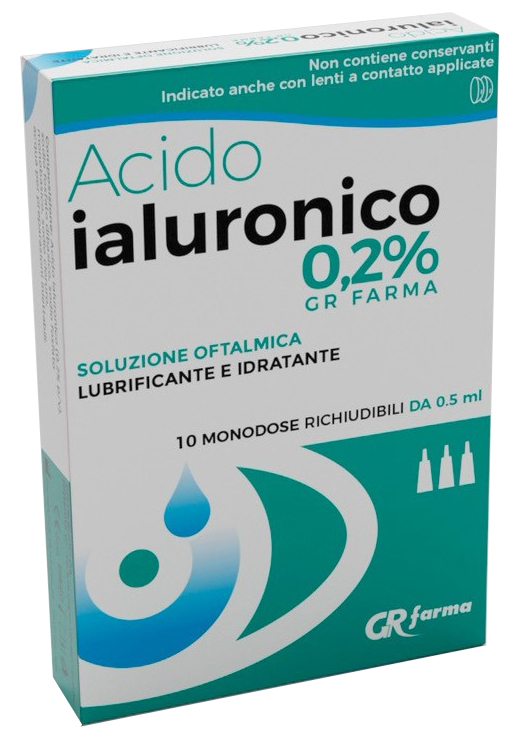 SOLUZIONE OFTALMICA LUBRIFICANTE E IDRATANTE ACIDO IALURONICO 0,2% 10 MONODOSE RICHIUDIBILI DA 0,5 ML - Farmacianumberone.it