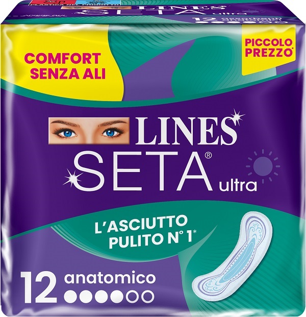 LINES SETA ULTRA ASSORBENTI ANATOMICO DWCT 12 PEZZI - Farmacianumberone.it
