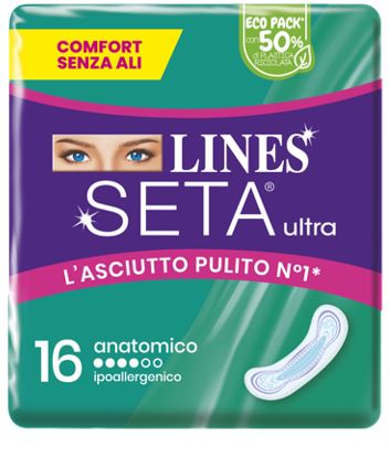 LINES SETA ULTRA ASSORBENTI ANATOMICO CP 16 PEZZI - Farmacianumberone.it