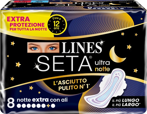 LINES SETA ULTRA ASSORBENTI NOTTE 8 PEZZI - Farmacianumberone.it