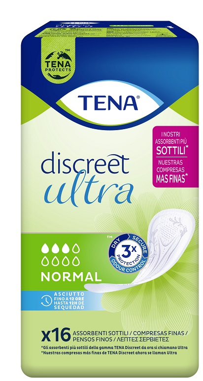 PANNOLONE SAGOMATO TENA DISCREET ULTRA NORMAL 16 PEZZI - Farmacianumberone.it