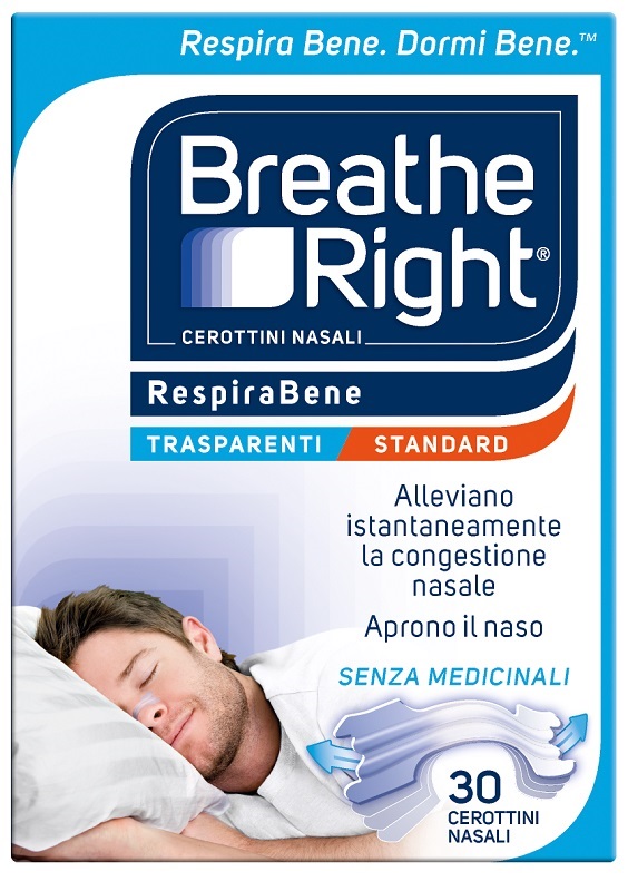 CEROTTI NASALI BREATHE RIGHT TRASPARENTI 30 PEZZI - Farmacianumberone.it