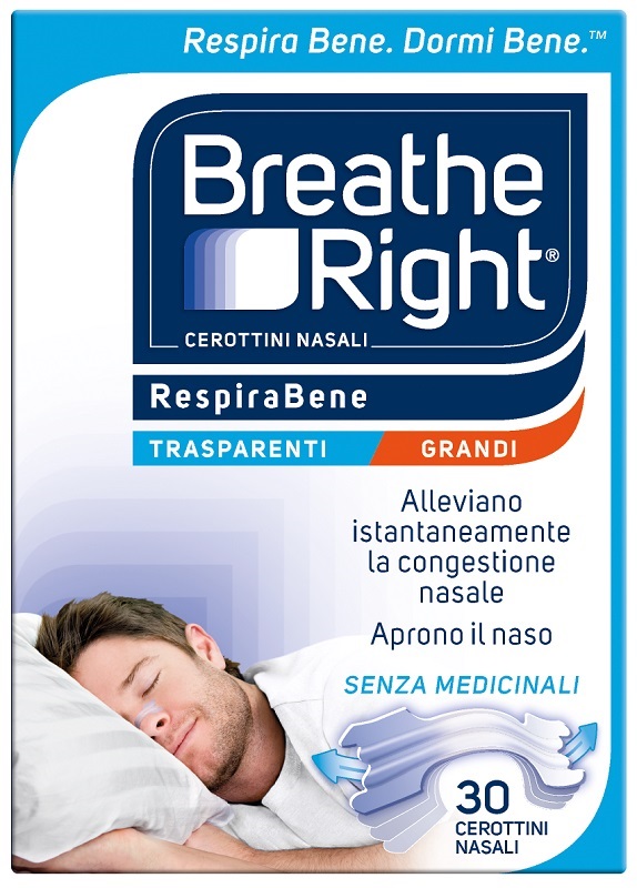 CEROTTI NASALI BREATHE RIGHT TRASPARENTI GRANDI 30 PEZZI - Farmacianumberone.it