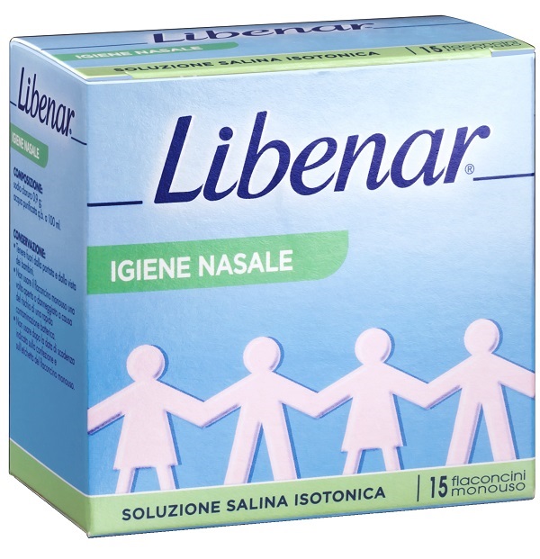 SOLUZIONE SALINA ISOTONICA 0,9% LIBENAR PER IGIENE NASALE 15 FLACONCINI MONOUSO X 5 ML - Farmacianumberone.it