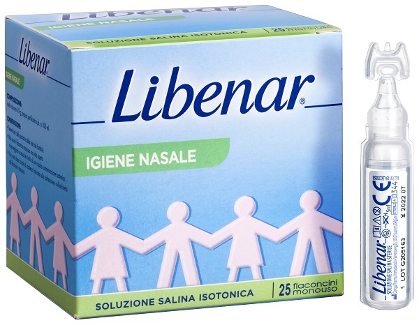 SOLUZIONE SALINA ISOTONICA 0,9% LIBENAR PER IGIENE NASALE 25 FLACONCINI MONOUSO X 5 ML - Farmacianumberone.it
