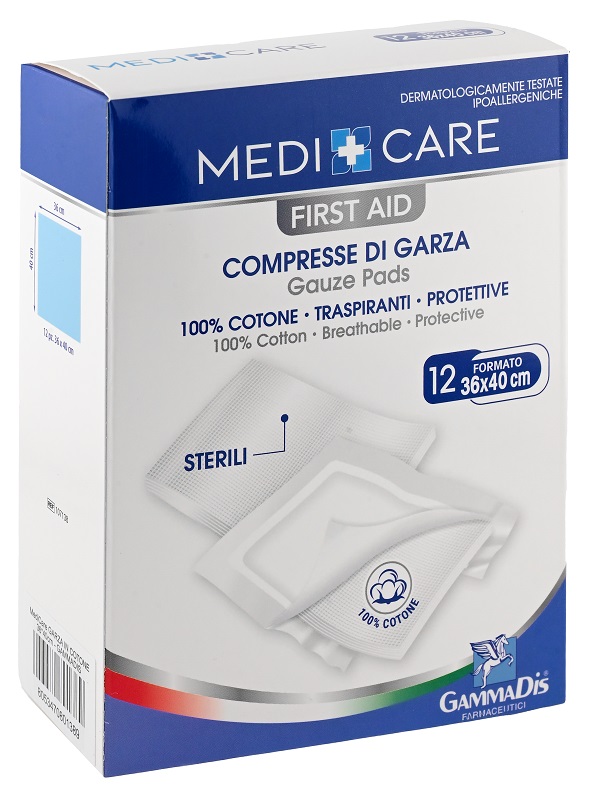 GARZA MEDICARE COTONE 36X40 CM 12 PEZZI - Farmacianumberone.it