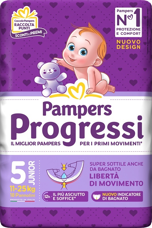 PAMPERS PROGRESSI JUNIOR 18 PEZZI - Farmacianumberone.it